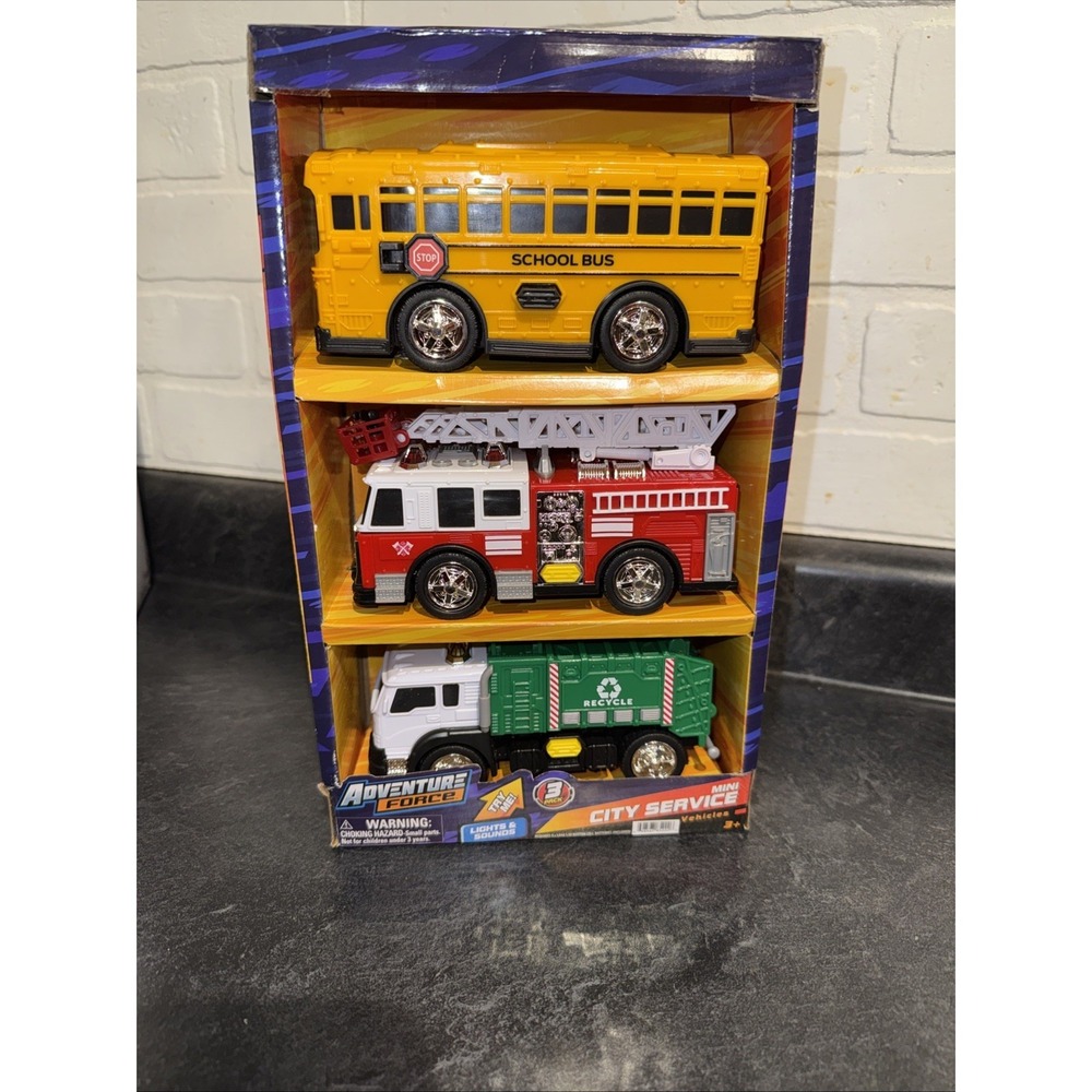 Adventure Force, 3-City Service Vehicles, Lights, Sounds & Moving Parts NEW - Picture 2 of 9